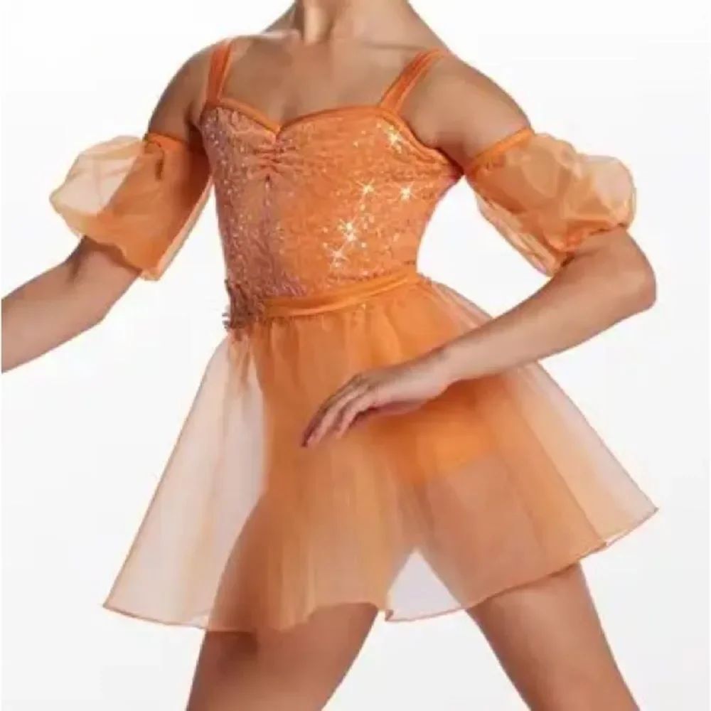 Weissman dance costume orange lyrical Your Hand Is Safe In Mine 16920 SA adlt